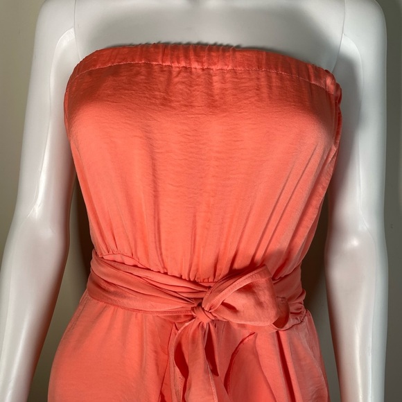 Rebecca Taylor SWIFTIE Cha Cha Ruffle Dress Tiered Strapless Sash Tie Coral Sz 8 - Picture 16 of 16